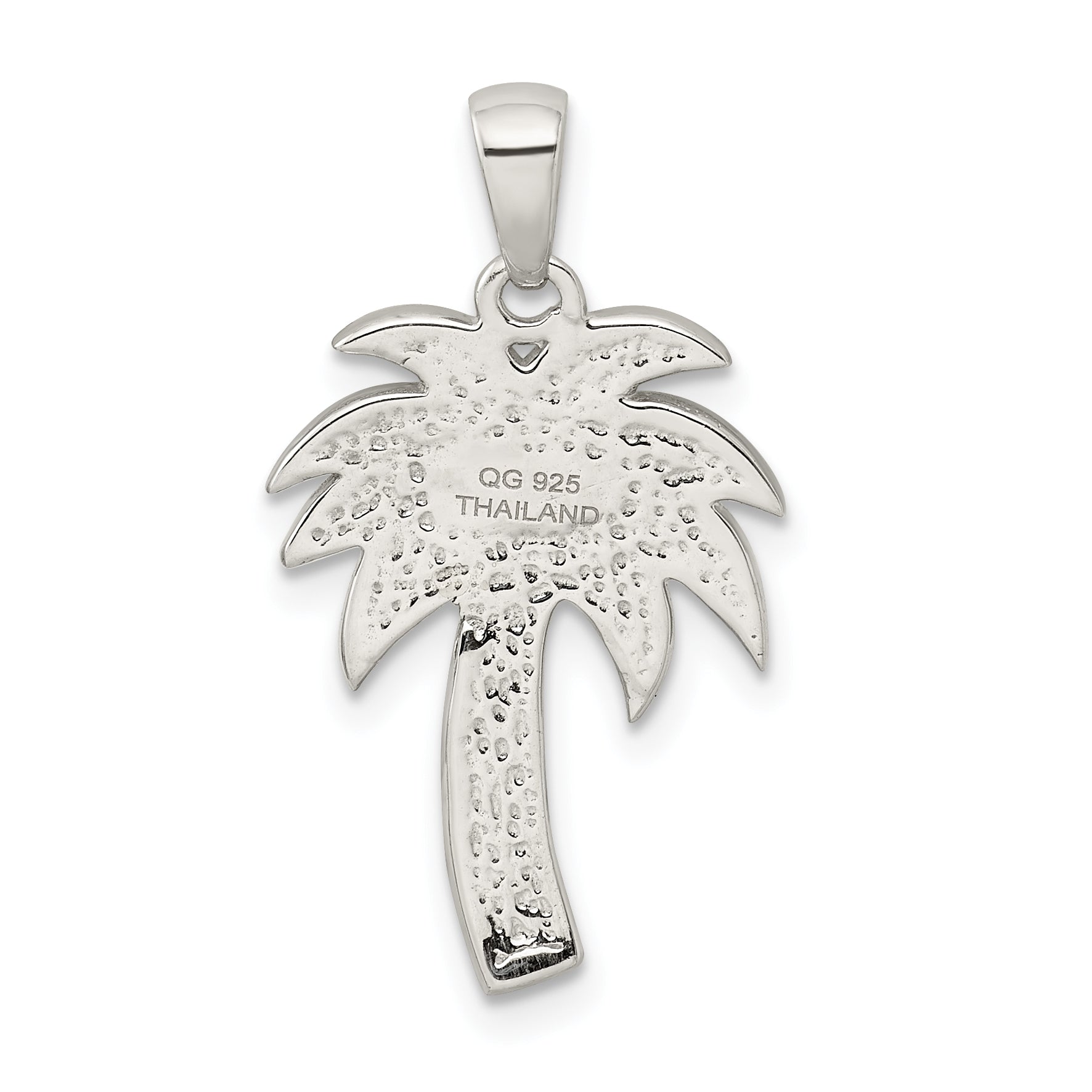 Sterling Silver Rhodium-Plated Polished Preciosa Crystal Palm Tree Pendant