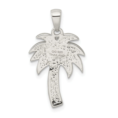 Sterling Silver Rhodium-Plated Polished Preciosa Crystal Palm Tree Pendant