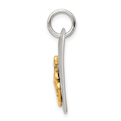 Sterling Silver Gold-Tone Anchor Brushed Pendant