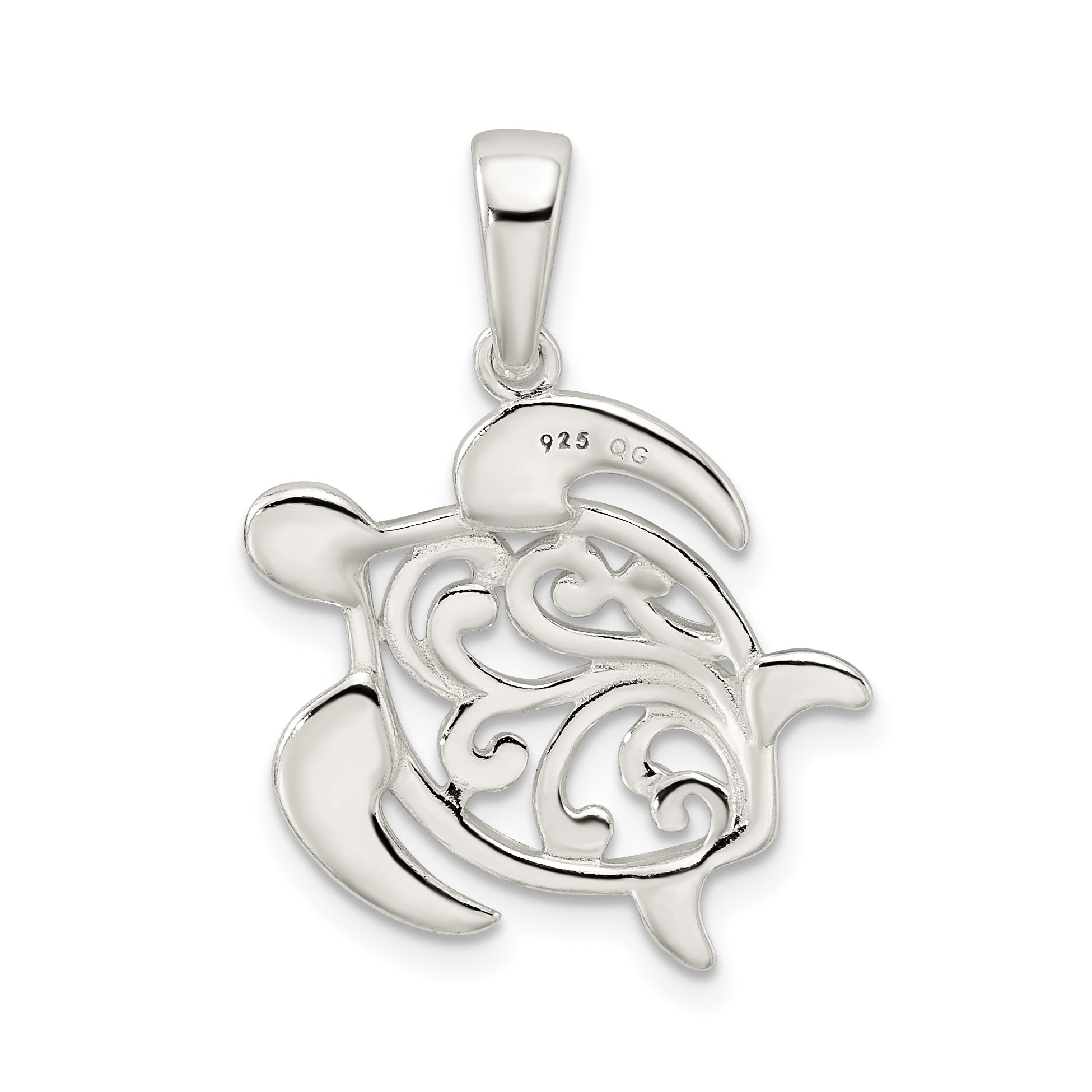 Sterling Silver Diamond-Cut Turtle Pendant