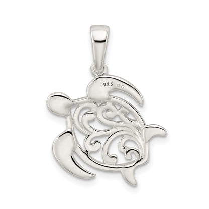 Sterling Silver Diamond-Cut Turtle Pendant