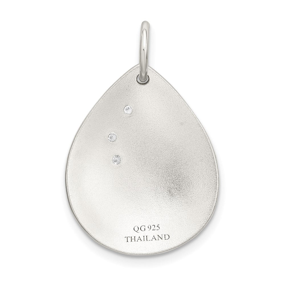 Sterling Silver Gold-Tone Cz Seahorse Brushed Pendant