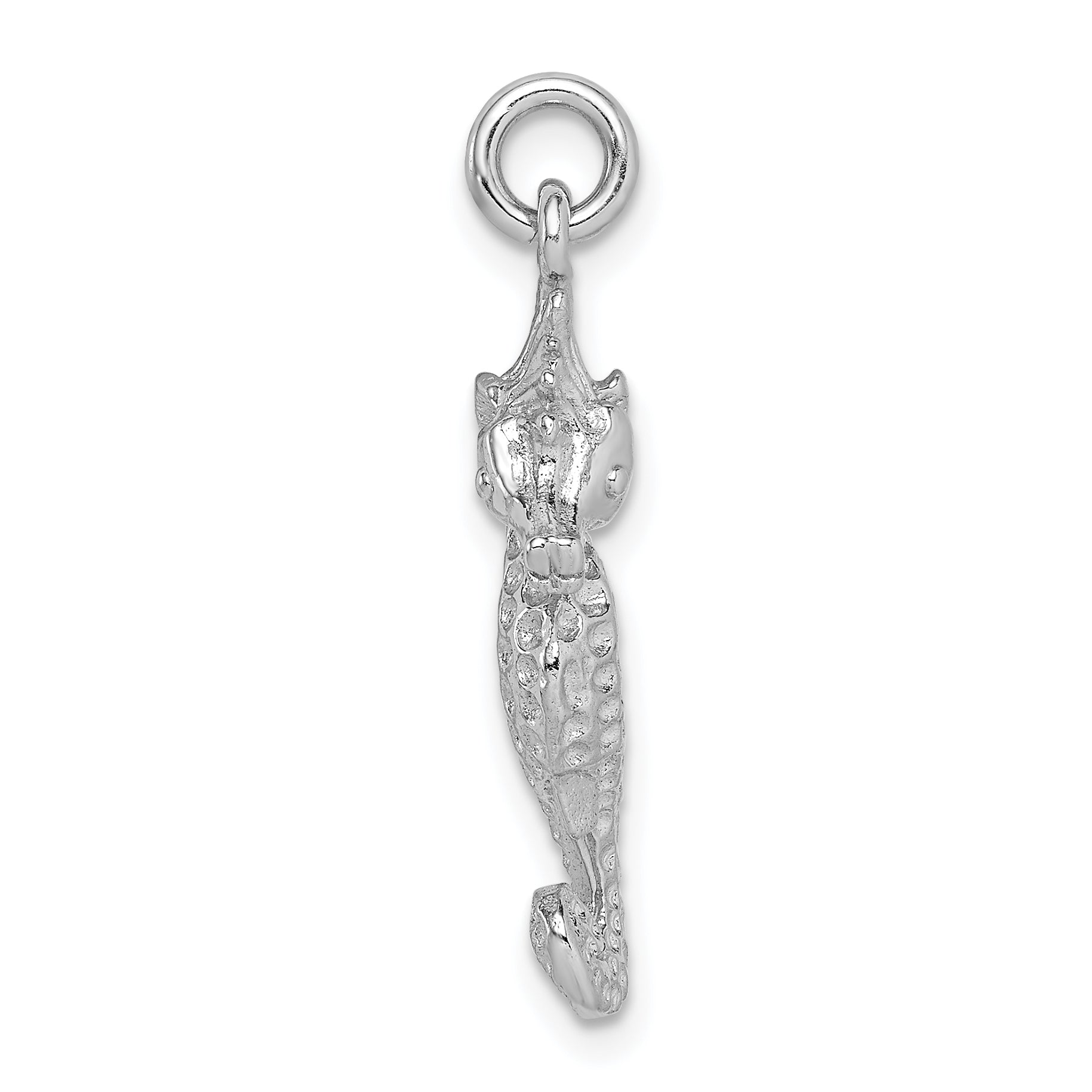 Sterling Silver Rhodium-Plated Seahorse Charm