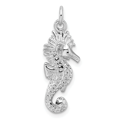 Sterling Silver Rhodium-Plated Seahorse Charm
