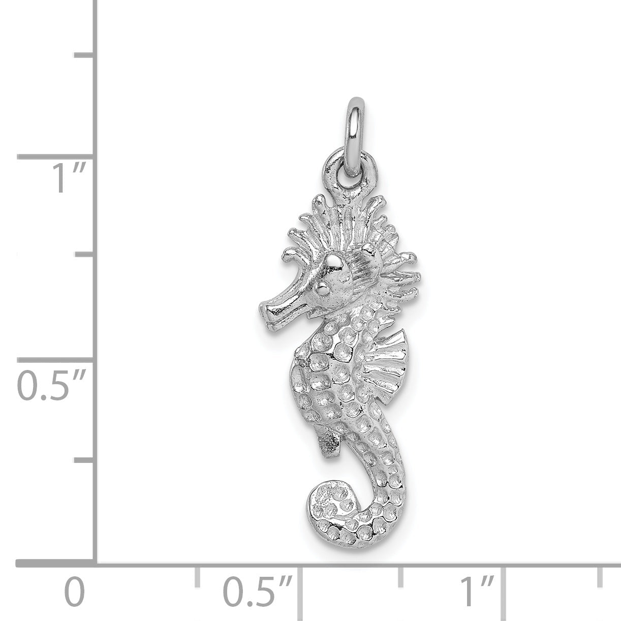 Sterling Silver Rhodium-Plated Seahorse Charm