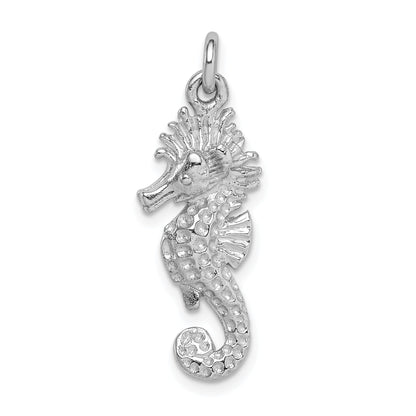 Sterling Silver Rhodium-Plated Seahorse Charm