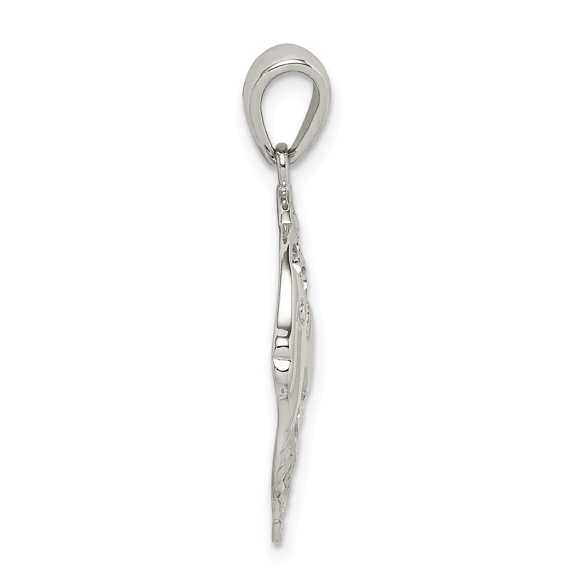 Sterling Silver Diamond-Cut Fish Pendant