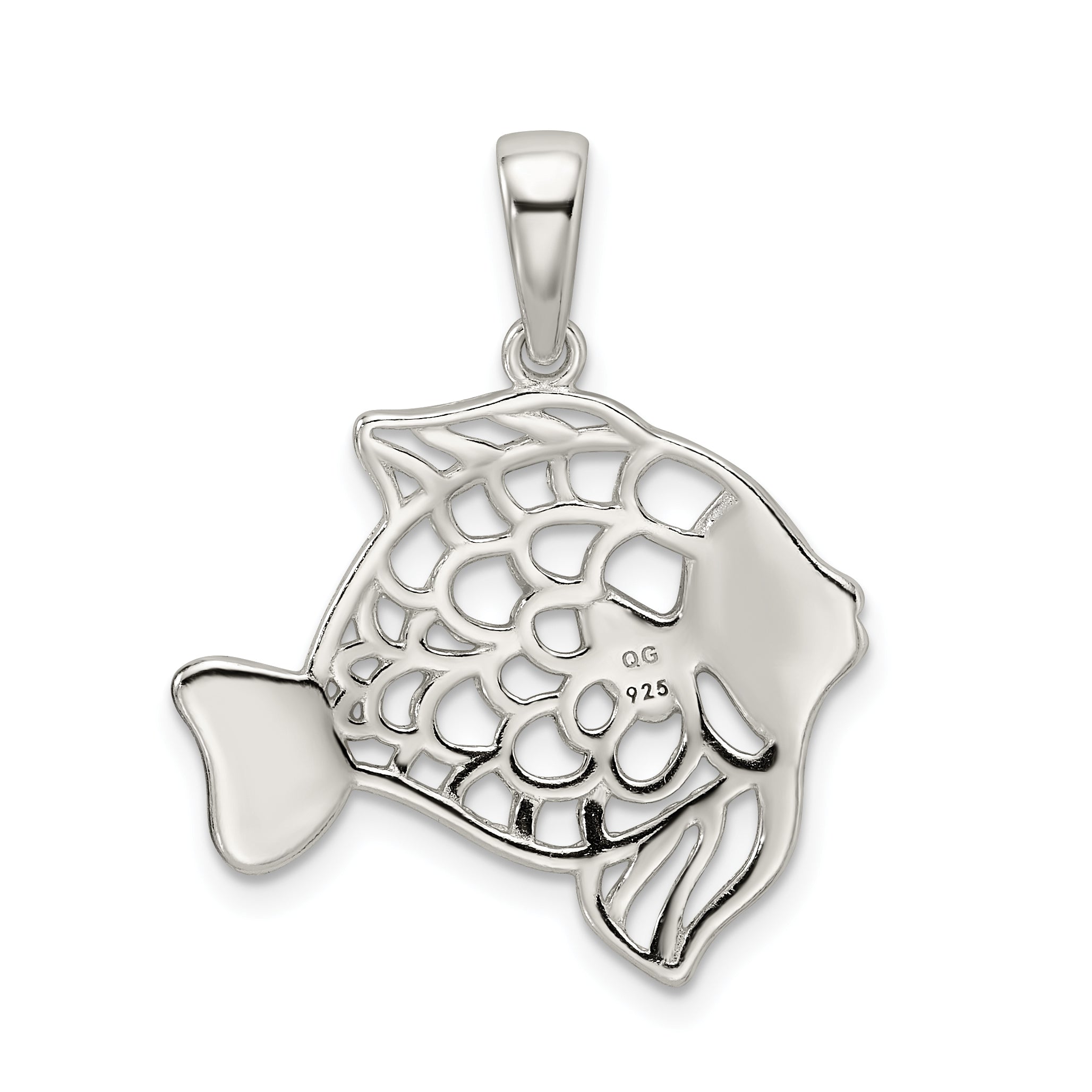 Sterling Silver Diamond-Cut Fish Pendant