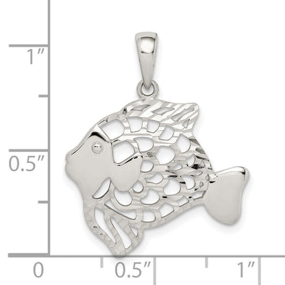 Sterling Silver Diamond-Cut Fish Pendant