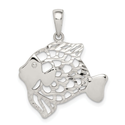 Sterling Silver Diamond-Cut Fish Pendant