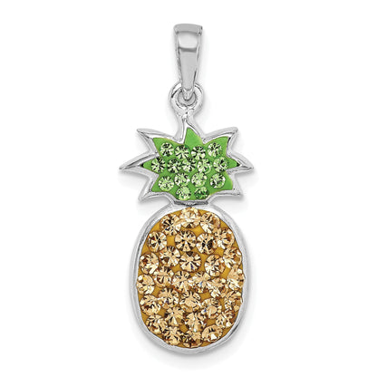 Sterling Silver Rh-Pltd Yellow/Green Preciosa Crystal Pineapple Pendant
