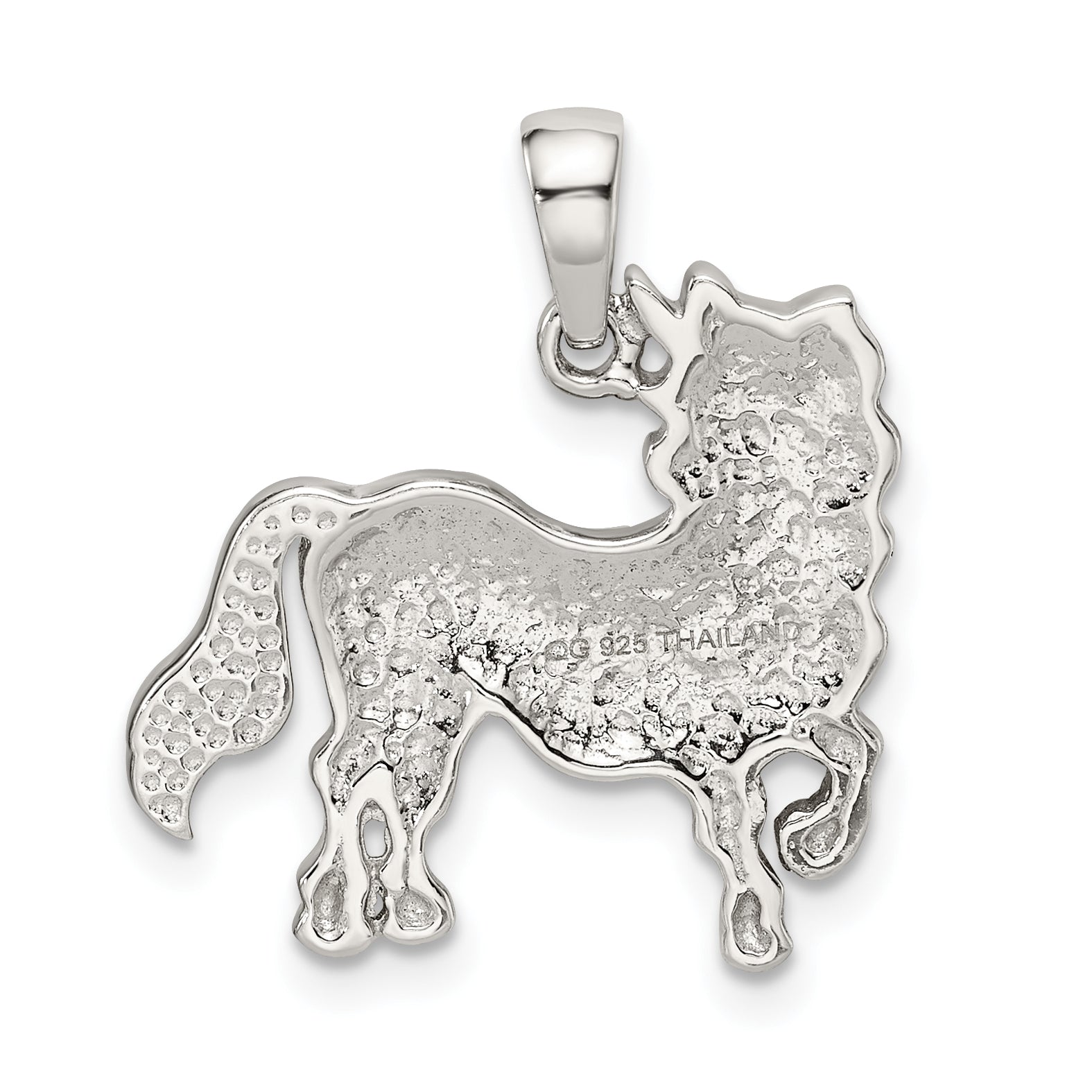 Sterling Silver Rhod-Pltd Multi-Color Preciosa Crystal Unicorn Pendant