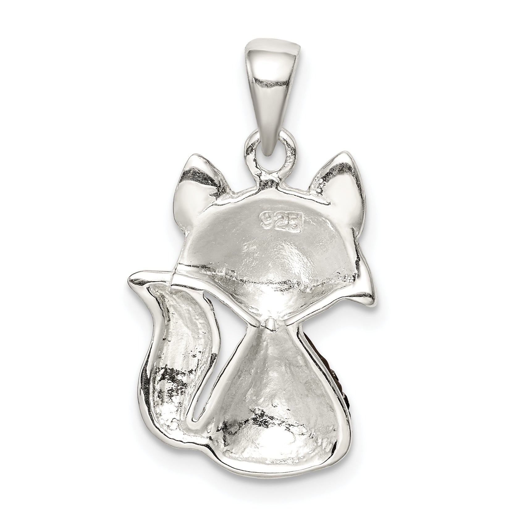 Sterling Silver Rhodium-Plated Tan Preciosa Crystal Fox Pendant