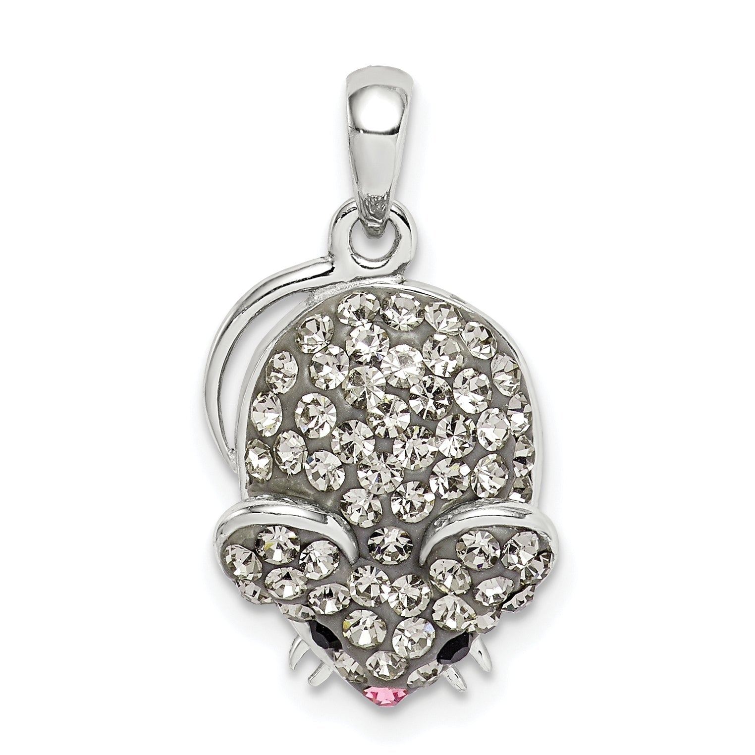 Sterling Silver Grey Preciosa Crystal Mouse Pendant