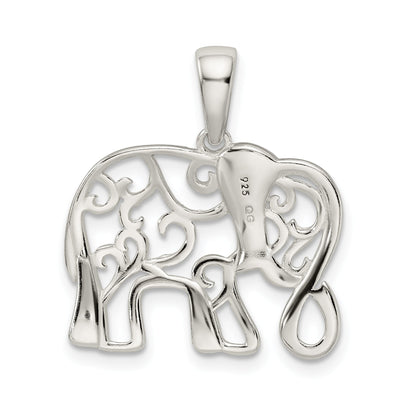 Sterling Silver Diamond-Cut Elephant Pendant