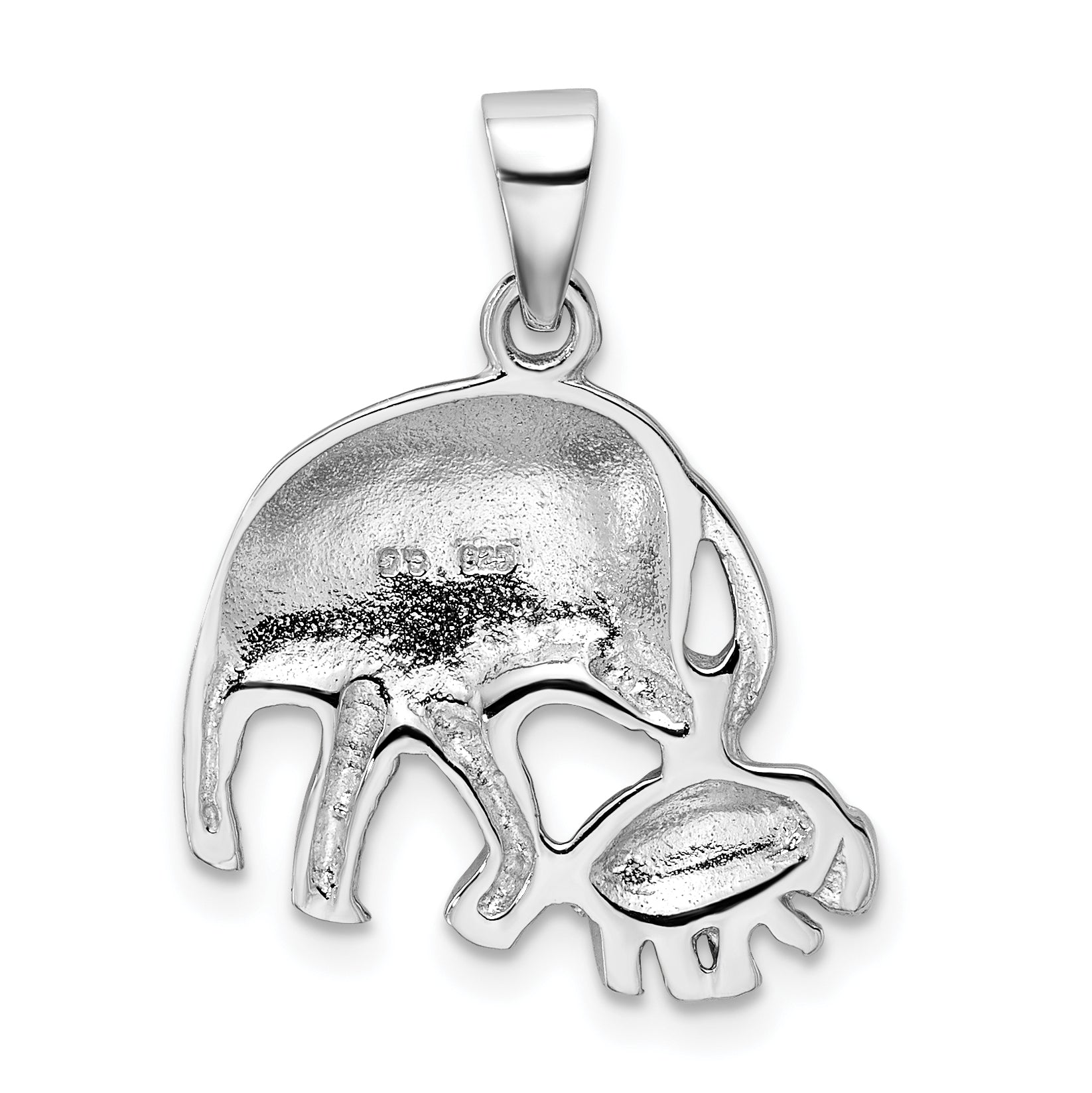 Sterling Silver Rhodium-Plated Elephants Pendant