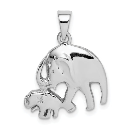 Sterling Silver Rhodium-Plated Elephants Pendant