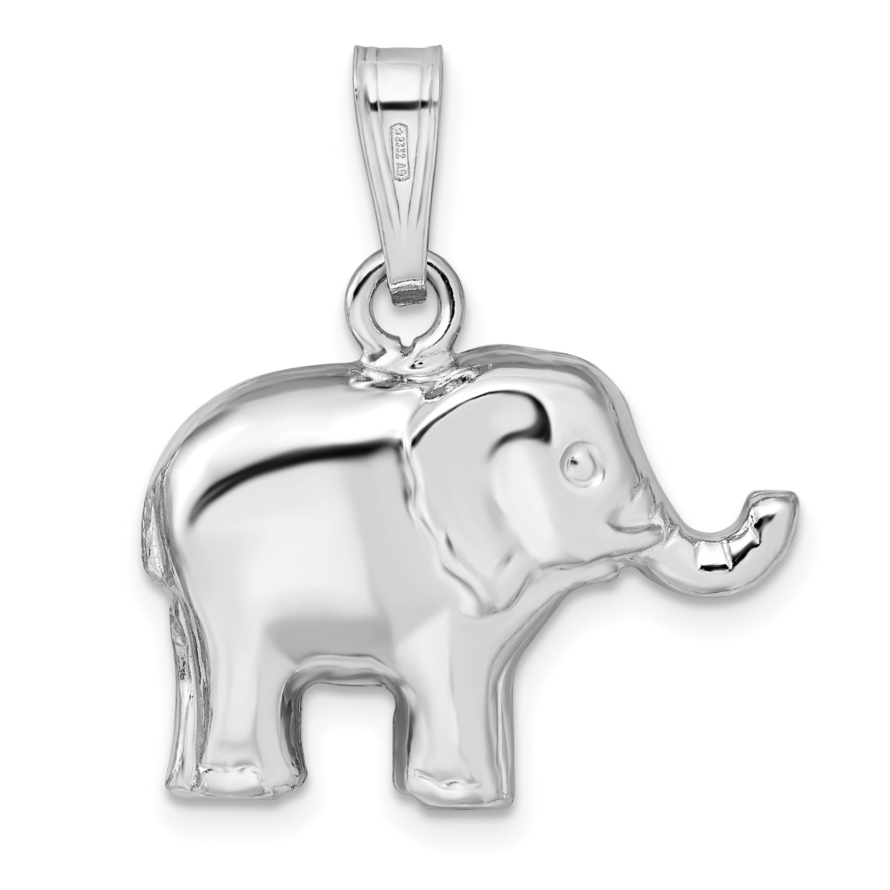 Sterling Silver Rhodium-Plated Polished Elephant Pendant