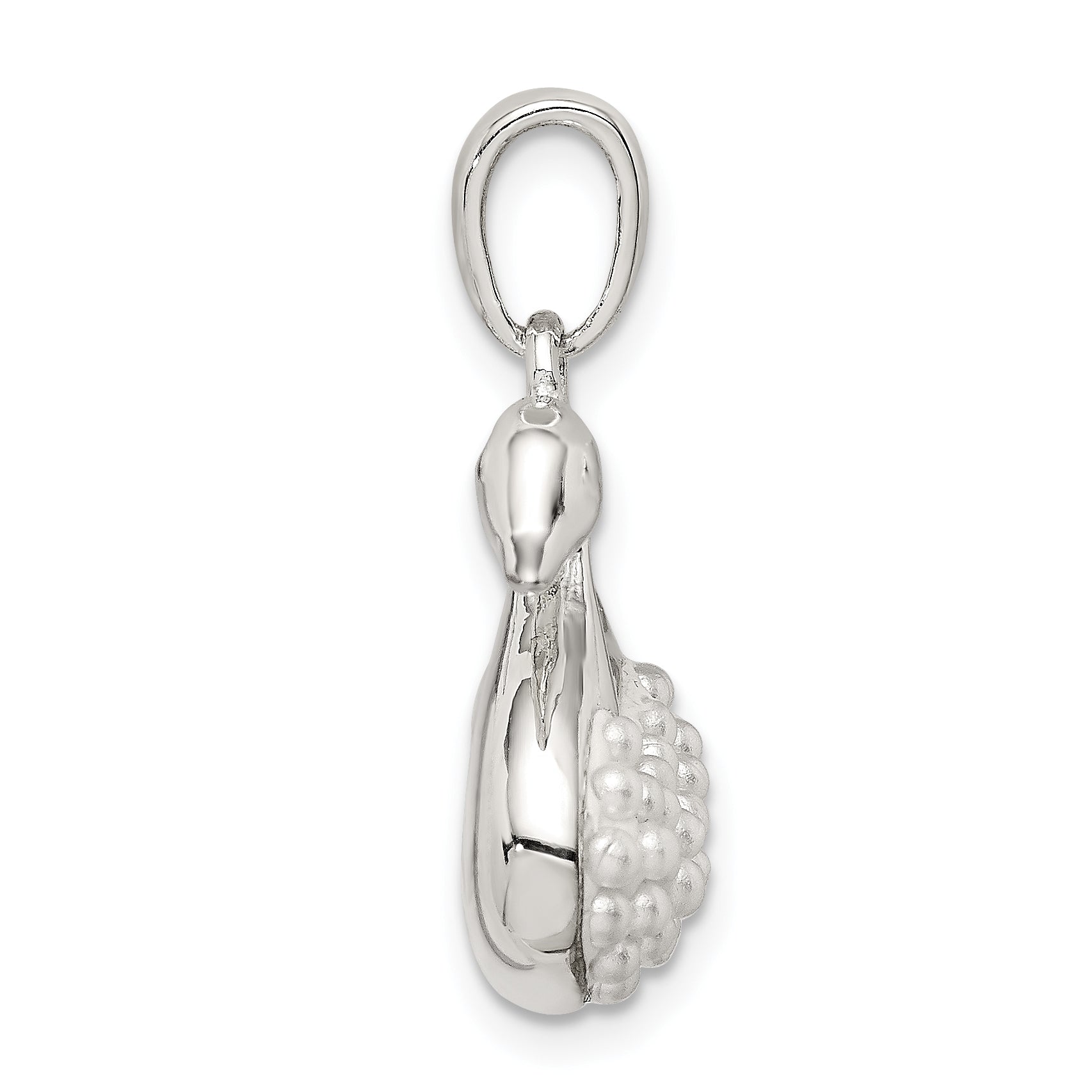 Sterling Silver Rhodium-Plated Imitation Pearl Swan Pendant
