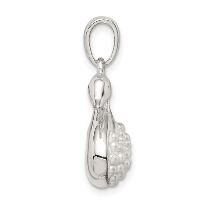 Sterling Silver Rhodium-Plated Imitation Pearl Swan Pendant