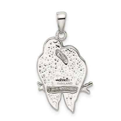 Sterling Silver Rhodium-Plated Preciosa Crystal Parrot Couple Pendant
