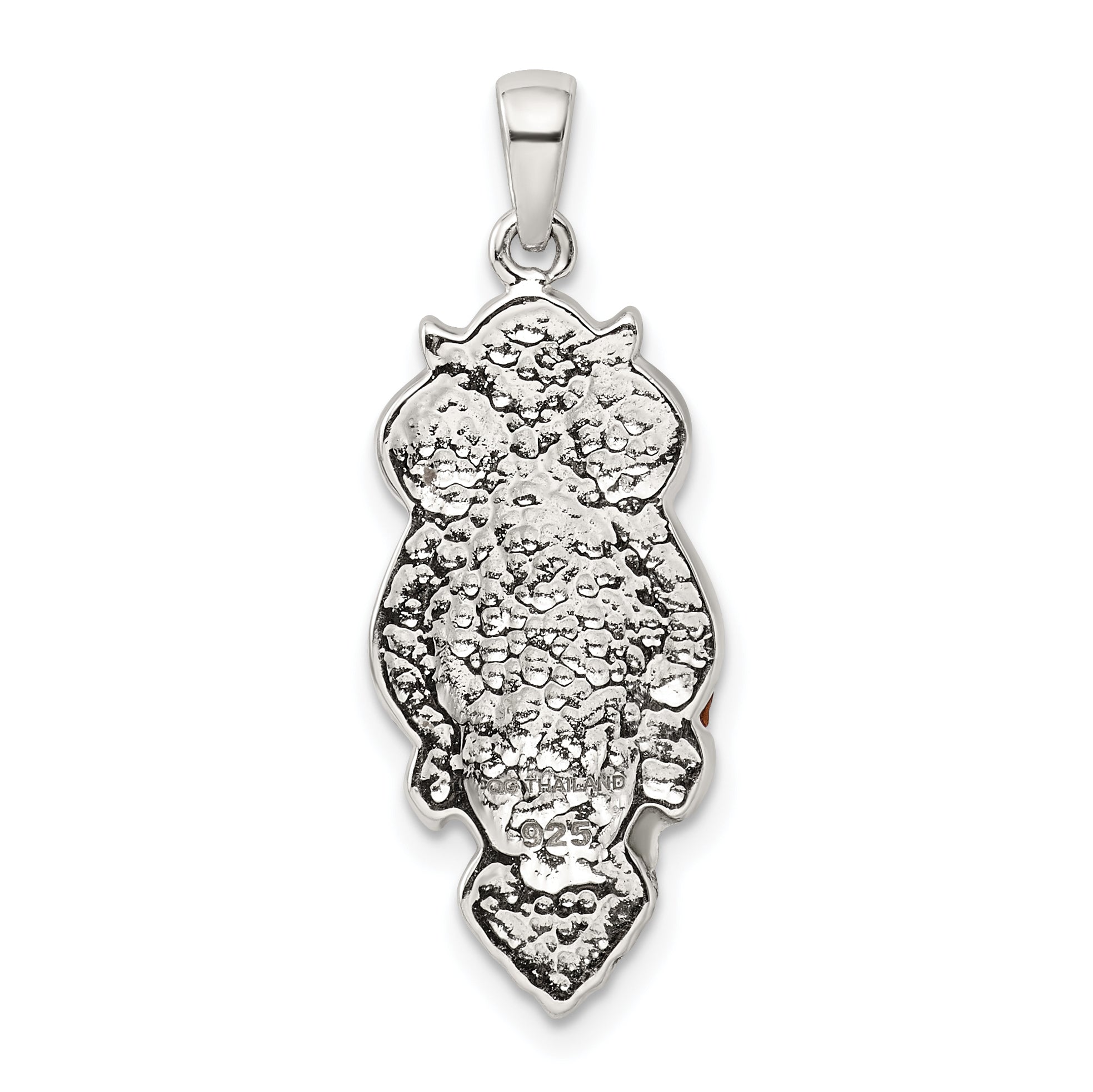 Sterling Silver Rhod-Pltd Imitation Pearl/Preciosa Crystal Owl Pendant