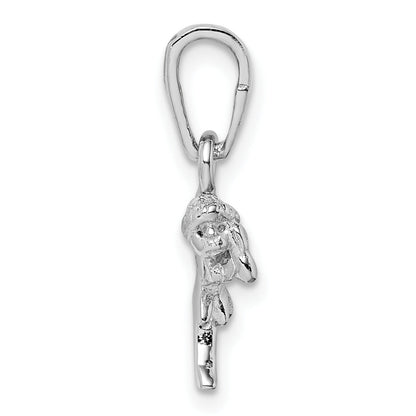 Sterling Silver Rhodium-Plated Fairy Pendant