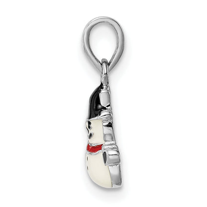 Sterling Silver Rh-Plated Multi-Color Enamel Snowman Children'S Pendant