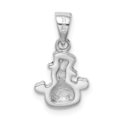 Sterling Silver Rh-Plated Multi-Color Enamel Snowman Children'S Pendant