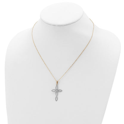Sterling Silver Diamond Fascination Mystique 18K Gold-Plated Fancy Cross 18 Inch Necklace