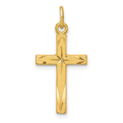 Sterling Silver Gold Tone Diamond-Cut Cross Pendant