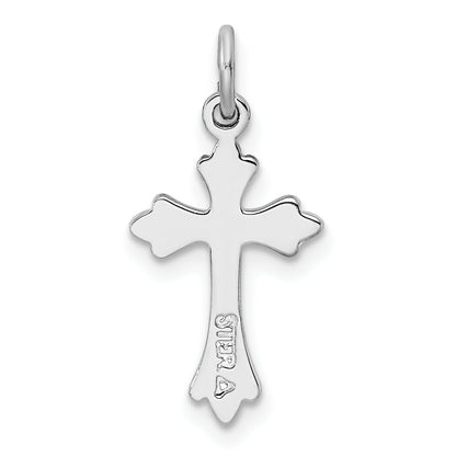 Sterling Silver Rhodium-Plated Polished Cross Pendant