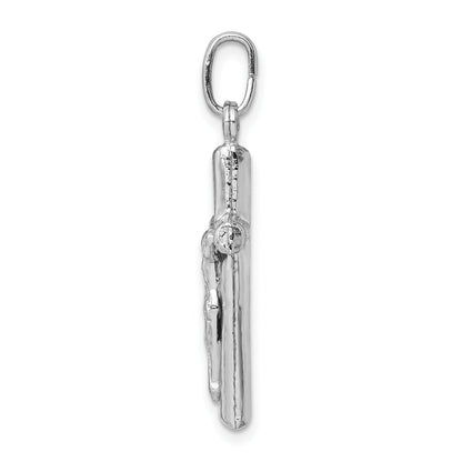 Sterling Silver Rhodium-Plated Polished Crucifix Cross Pendant
