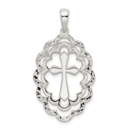 Sterling Silver Diamond-Cut Cross Pendant