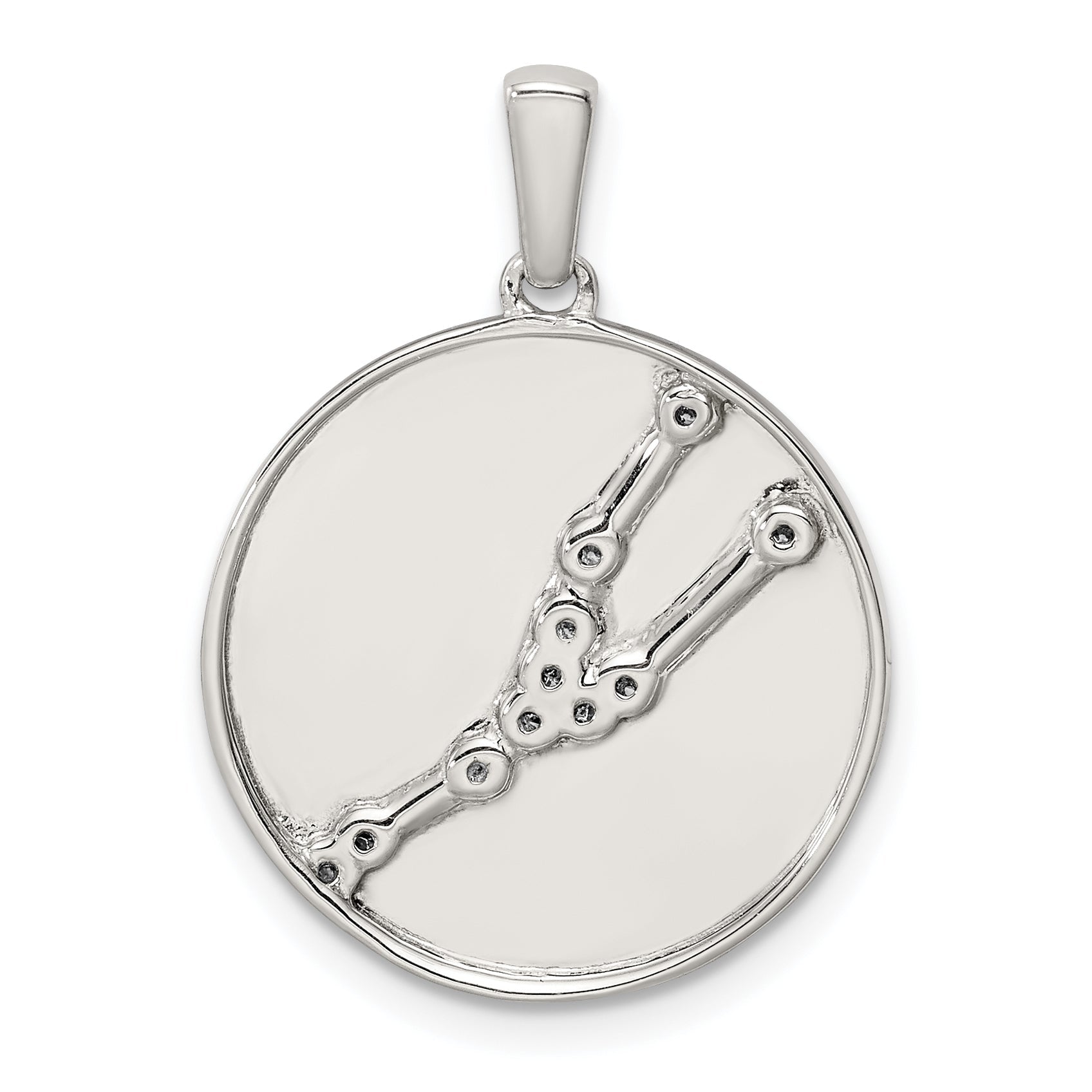 Sterling Silver Rhodium-Plated & Cz Taurus Zodiac Pendant