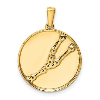 Ss/Gold Plated Sterling Silver Gold-Plated & Cz Taurus Zodiac Pendant