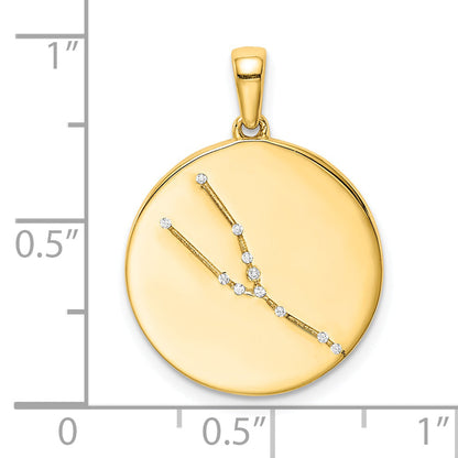 Ss/Gold Plated Sterling Silver Gold-Plated & Cz Taurus Zodiac Pendant