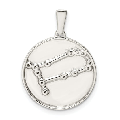 Sterling Silver Rhodium-Plated & Cz Gemini Zodiac Pendant