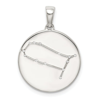 Sterling Silver Rhodium-Plated & Cz Gemini Zodiac Pendant