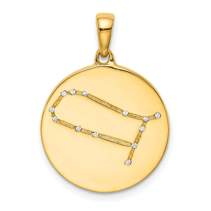 Ss/Gold Plated Sterling Silver Gold-Plated & Cz Gemini Zodiac Pendant
