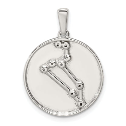 Sterling Silver Rhodium-Plated & Cz Leo Zodiac Pendant