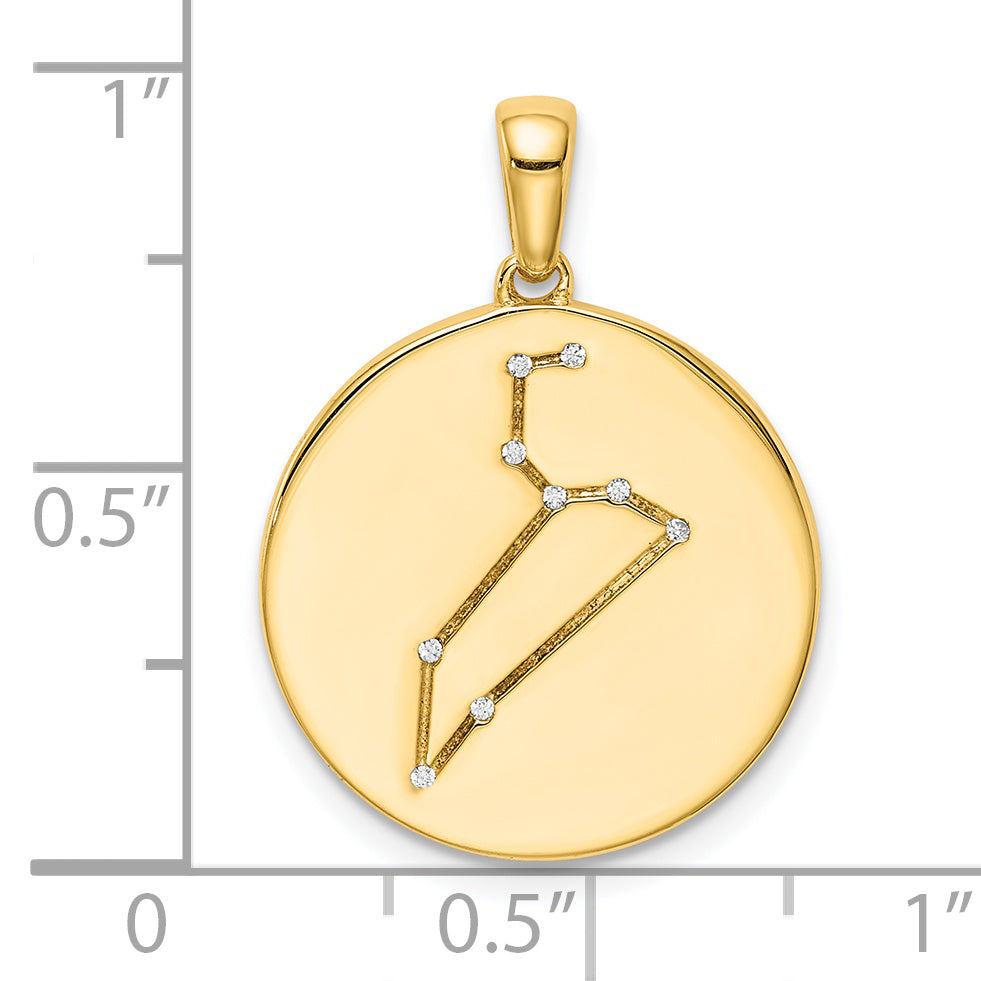 Ss/Gold Plated Sterling Silver Gold-Plated & Cz Leo Zodiac Pendant