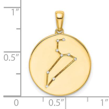 Ss/Gold Plated Sterling Silver Gold-Plated & Cz Leo Zodiac Pendant