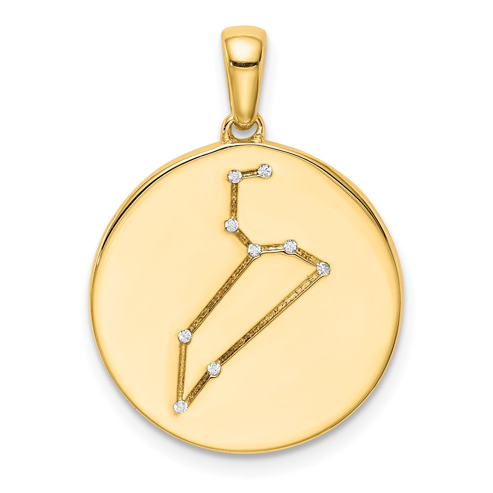 Ss/Gold Plated Sterling Silver Gold-Plated & Cz Leo Zodiac Pendant
