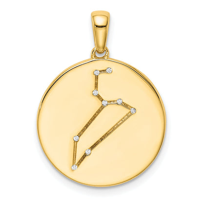 Ss/Gold Plated Sterling Silver Gold-Plated & Cz Leo Zodiac Pendant