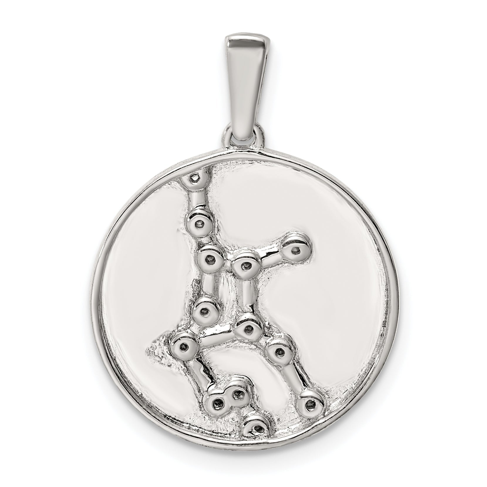 Sterling Silver Rhodium-Plated & Cz Virgo Zodiac Pendant