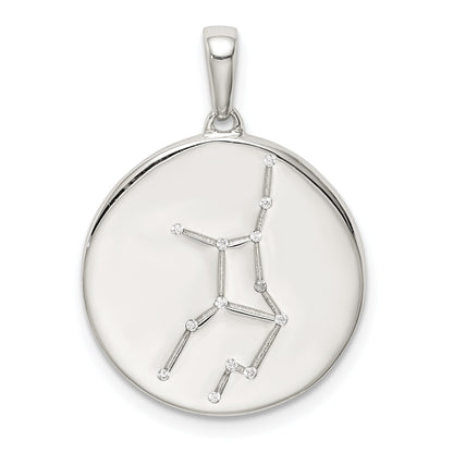 Sterling Silver Rhodium-Plated & Cz Virgo Zodiac Pendant