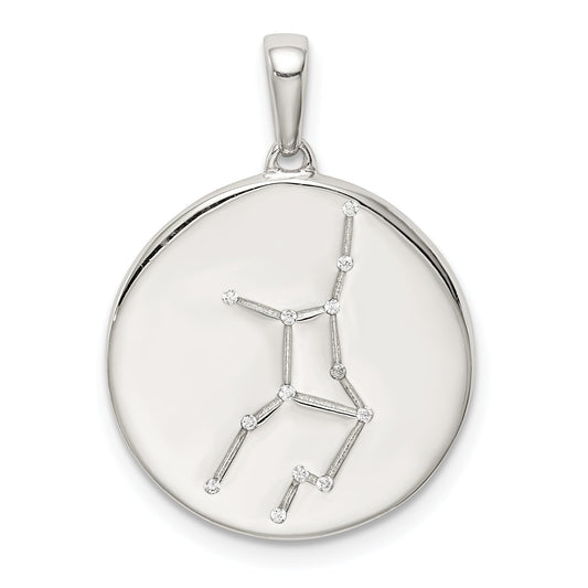 Sterling Silver Rhodium-Plated & Cz Virgo Zodiac Pendant