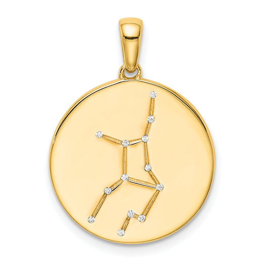 Ss/Gold Plated Sterling Silver Gold-Plated & Cz Virgo Zodiac Pendant