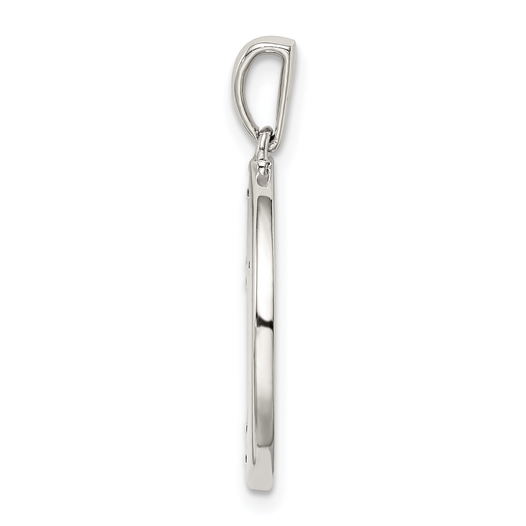 Sterling Silver Rhodium-Plated & Cz Libra Zodiac Pendant